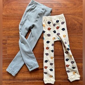 Footless tights set by Rufflebutts Leggings - Cream Floral and Light Gray